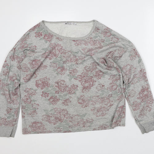 New Look Womens Grey Floral Polyester Pullover Sweatshirt Size 14