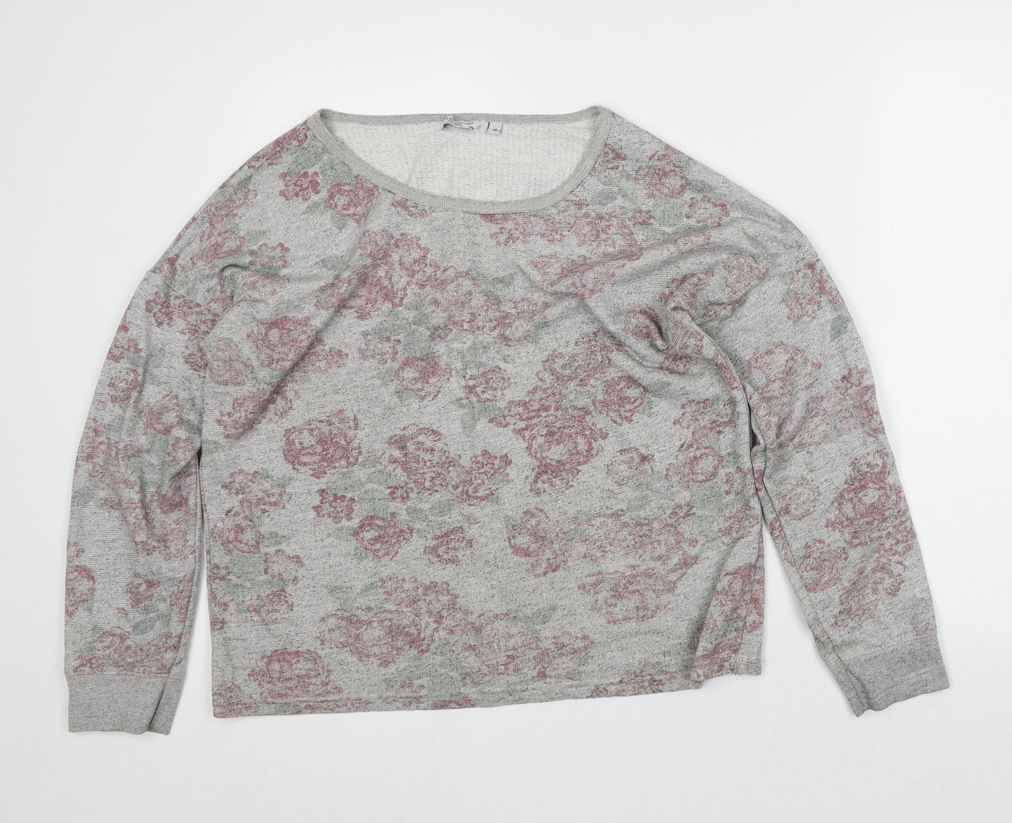 New Look Womens Grey Floral Polyester Pullover Sweatshirt Size 14