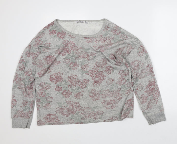 New Look Womens Grey Floral Polyester Pullover Sweatshirt Size 14