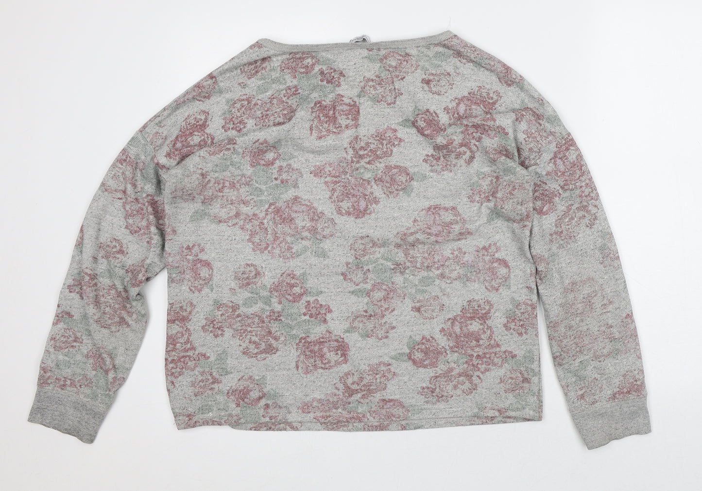 New Look Womens Grey Floral Polyester Pullover Sweatshirt Size 14