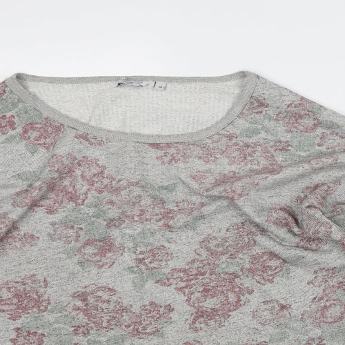 New Look Womens Grey Floral Polyester Pullover Sweatshirt Size 14