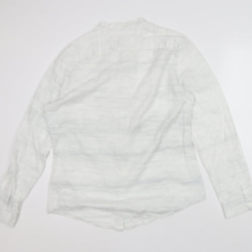 NEXT Mens White Geometric Cotton Button-Up Size L Crew Neck