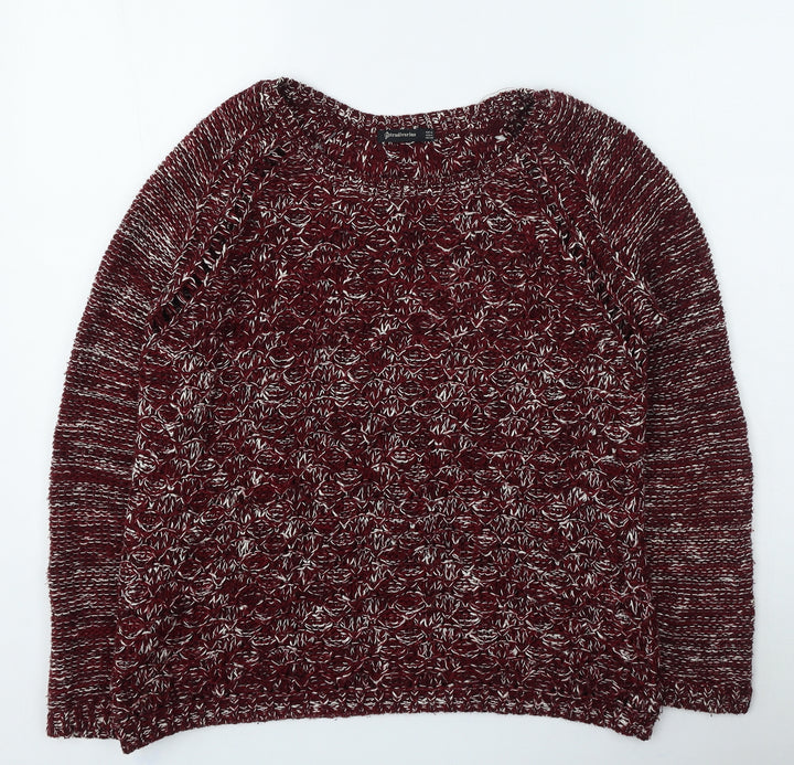 Stradivarius Womens Red Round Neck Acrylic Pullover Jumper Size M