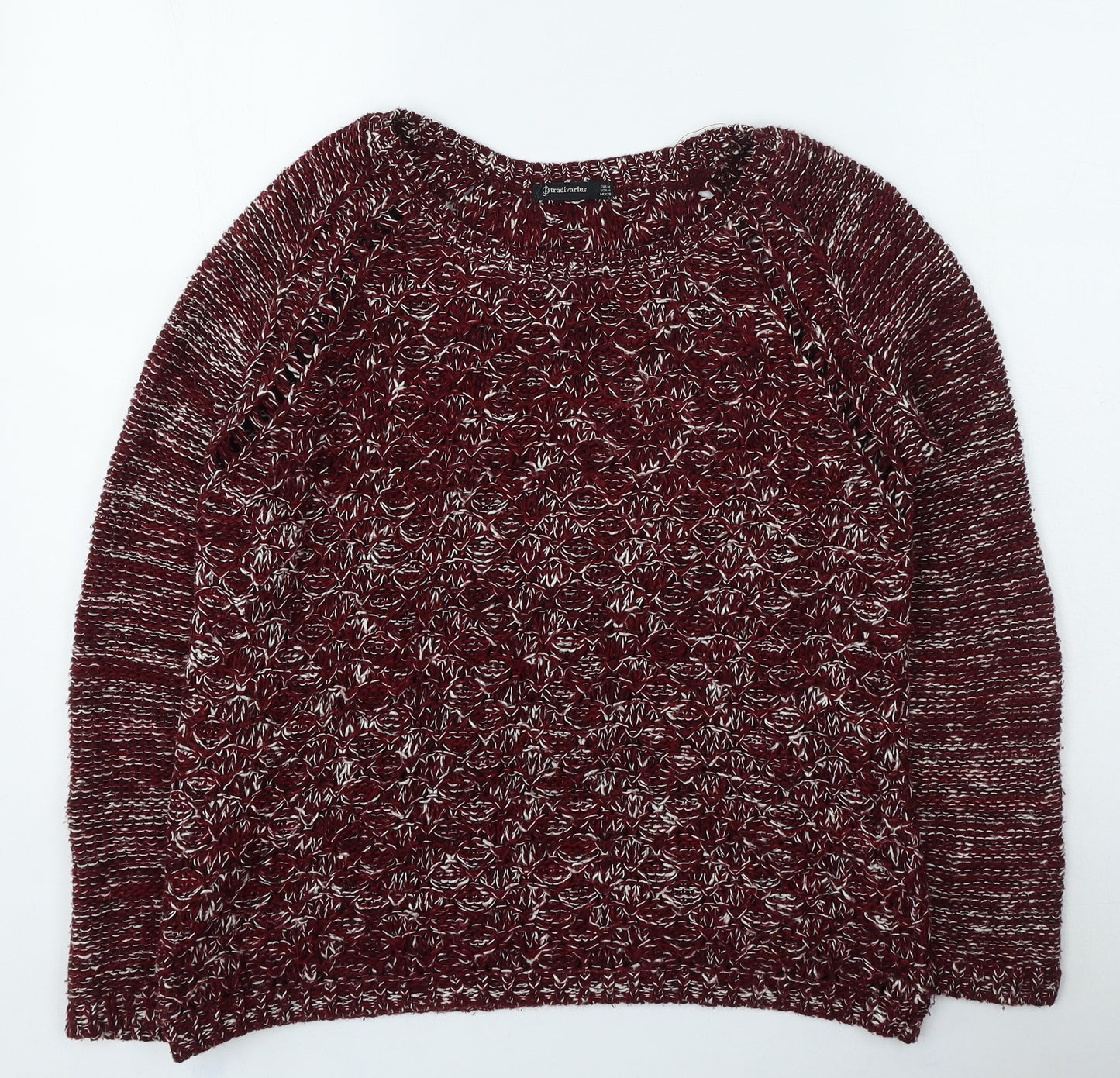 Stradivarius Womens Red Round Neck Acrylic Pullover Jumper Size M