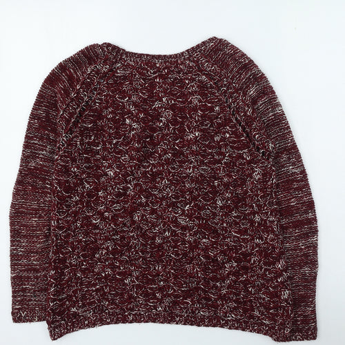 Stradivarius Womens Red Round Neck Acrylic Pullover Jumper Size M