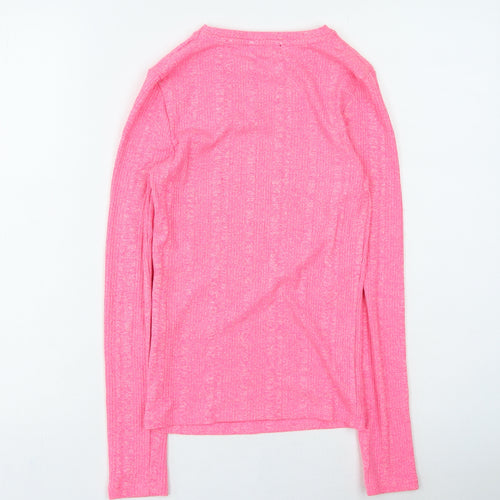 New Look Womens Pink Round Neck Polyester Pullover Jumper Size 8