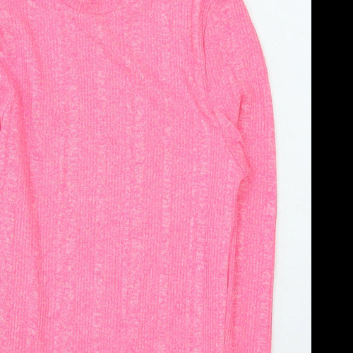 New Look Womens Pink Round Neck Polyester Pullover Jumper Size 8
