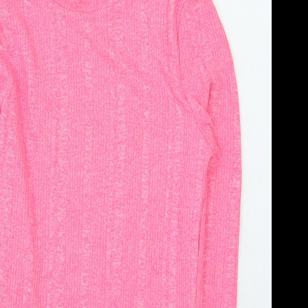 New Look Womens Pink Round Neck Polyester Pullover Jumper Size 8