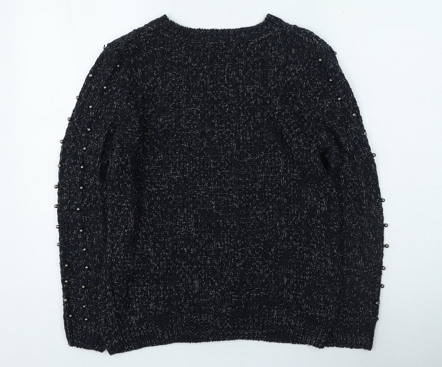Papaya Womens Blue Round Neck Acrylic Pullover Jumper Size S