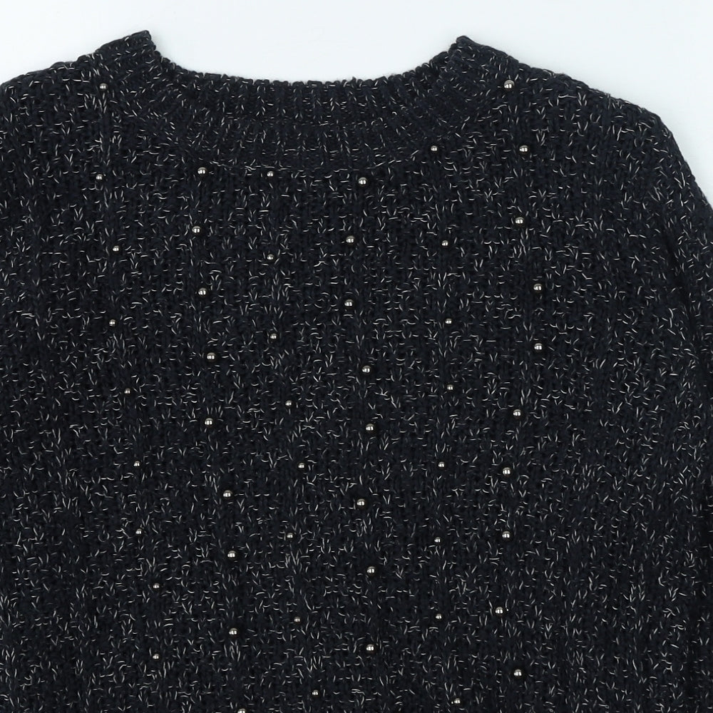 Papaya Womens Blue Round Neck Acrylic Pullover Jumper Size S