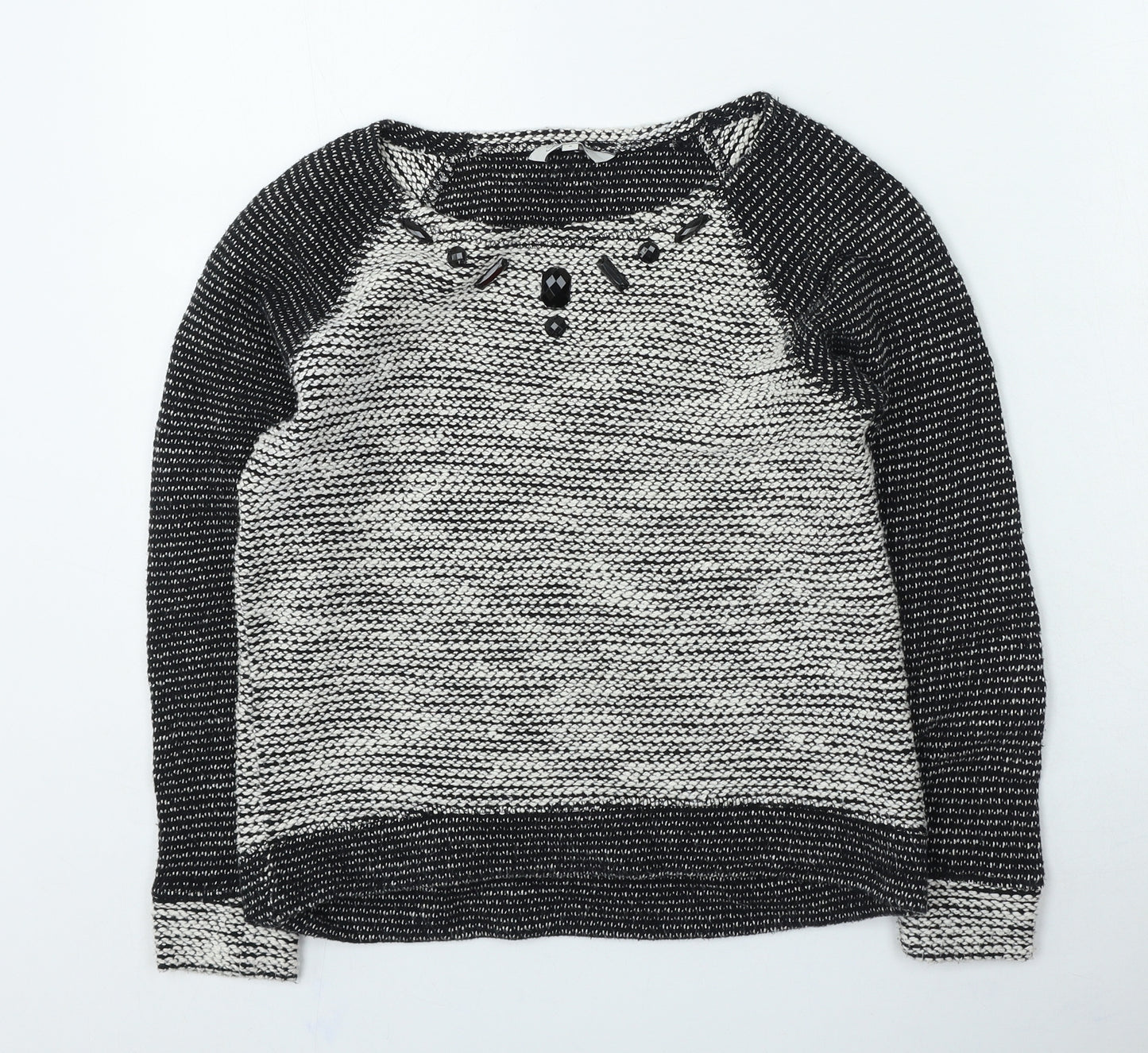Peacocks Womens Grey Round Neck Cotton Pullover Jumper Size 8
