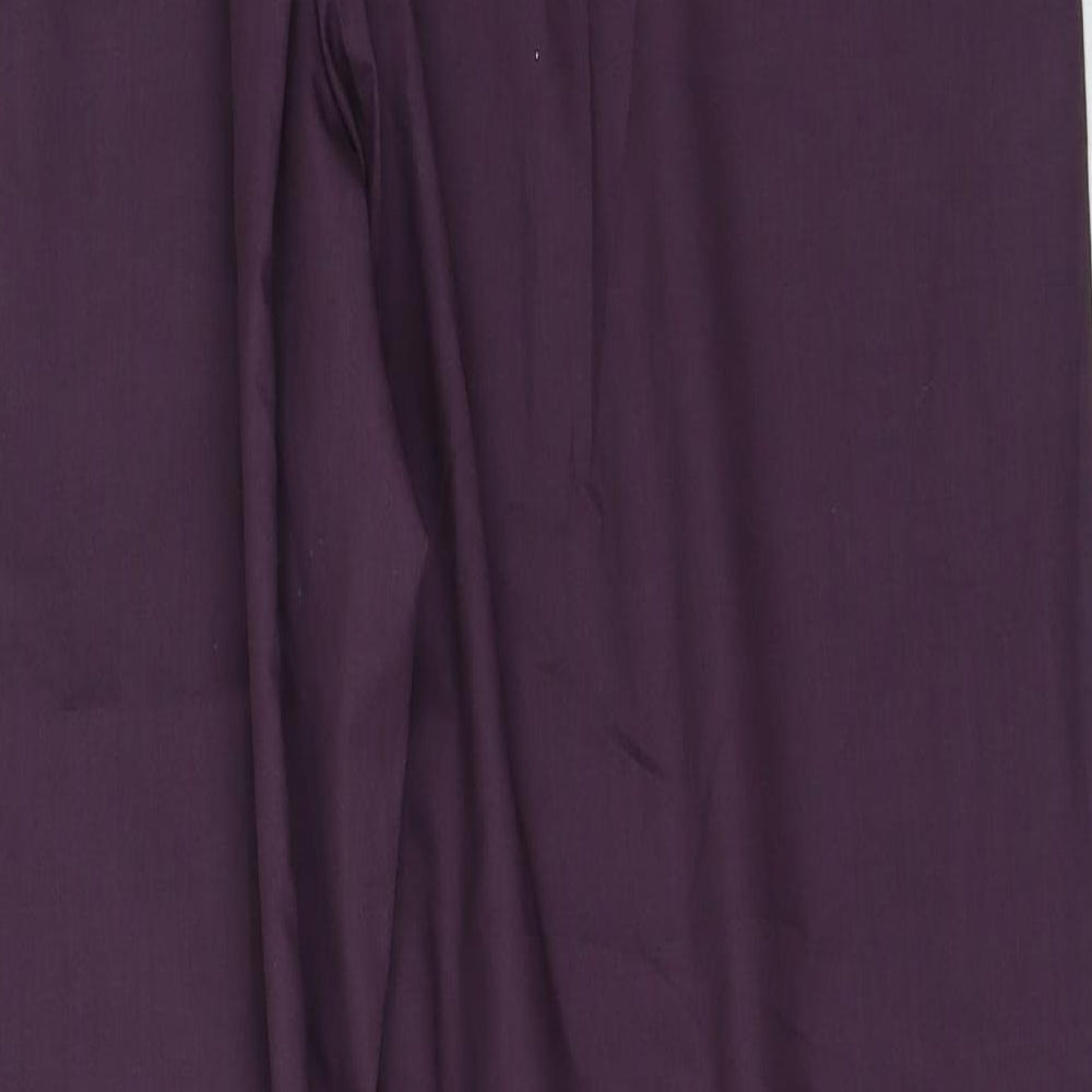 Marks and Spencer Womens Purple Polyester Trousers Size L L30 in Regular