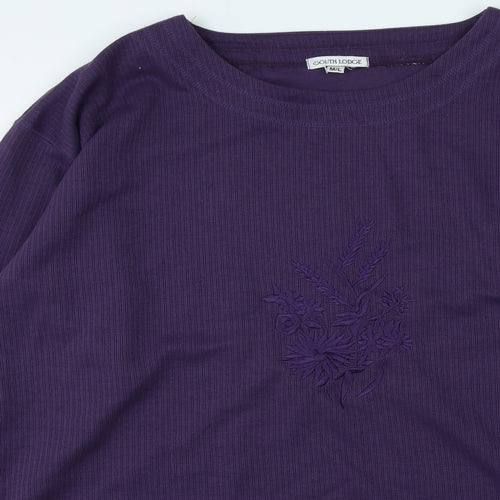 South Lodge Womens Purple Round Neck Polyester Pullover Jumper Size M