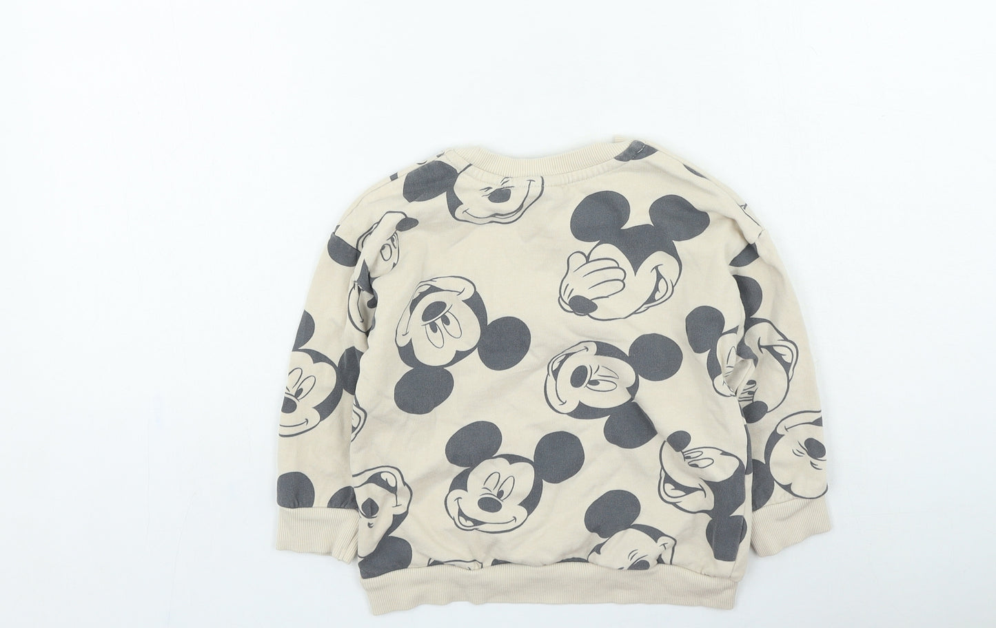 George Girls Beige Cotton Pullover Sweatshirt Size 2-3 Years - Mickey Mouse