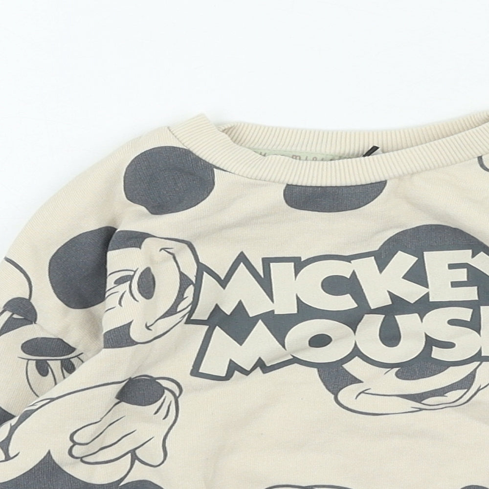 George Girls Beige Cotton Pullover Sweatshirt Size 2-3 Years - Mickey Mouse