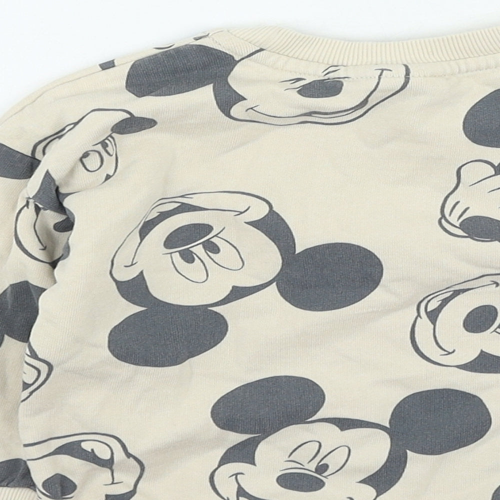 George Girls Beige Cotton Pullover Sweatshirt Size 2-3 Years - Mickey Mouse