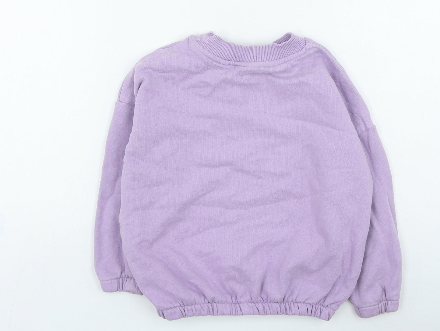 NEXT Girls Purple Cotton Pullover Sweatshirt Size 5-6 Years - Rainbow