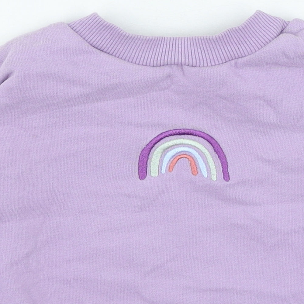 NEXT Girls Purple Cotton Pullover Sweatshirt Size 5-6 Years - Rainbow