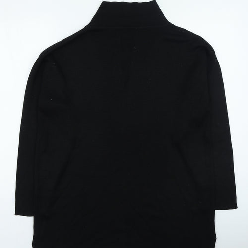 Today's Woman Womens Black V-Neck Acrylic Pullover Jumper Size L