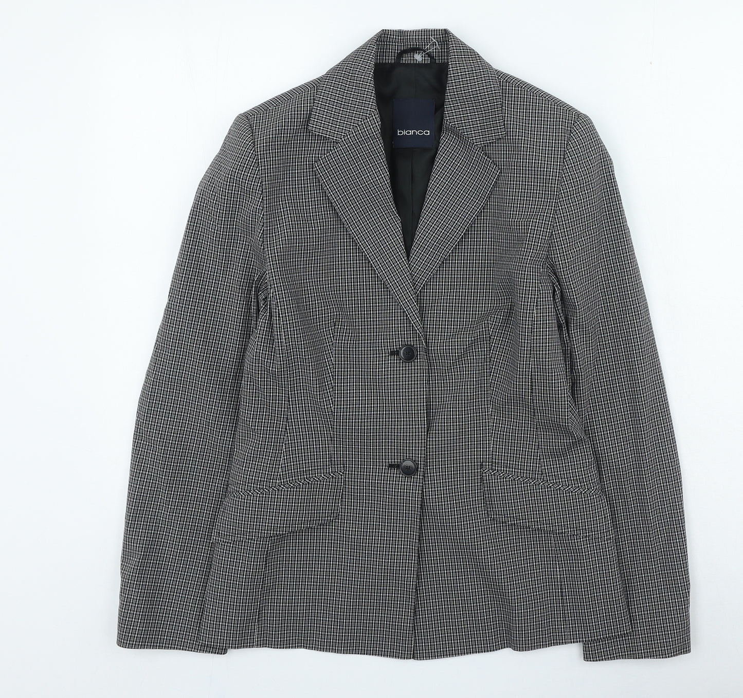 Bianca Womens Black Check Jacket Blazer Size 8 Button