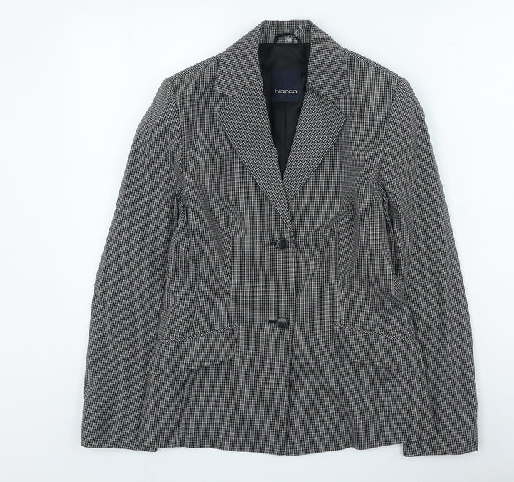 Bianca Womens Black Check Jacket Blazer Size 8 Button