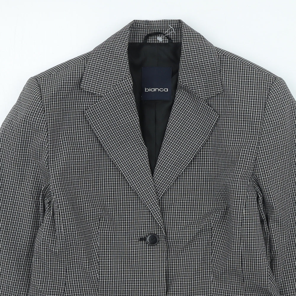 Bianca Womens Black Check Jacket Blazer Size 8 Button