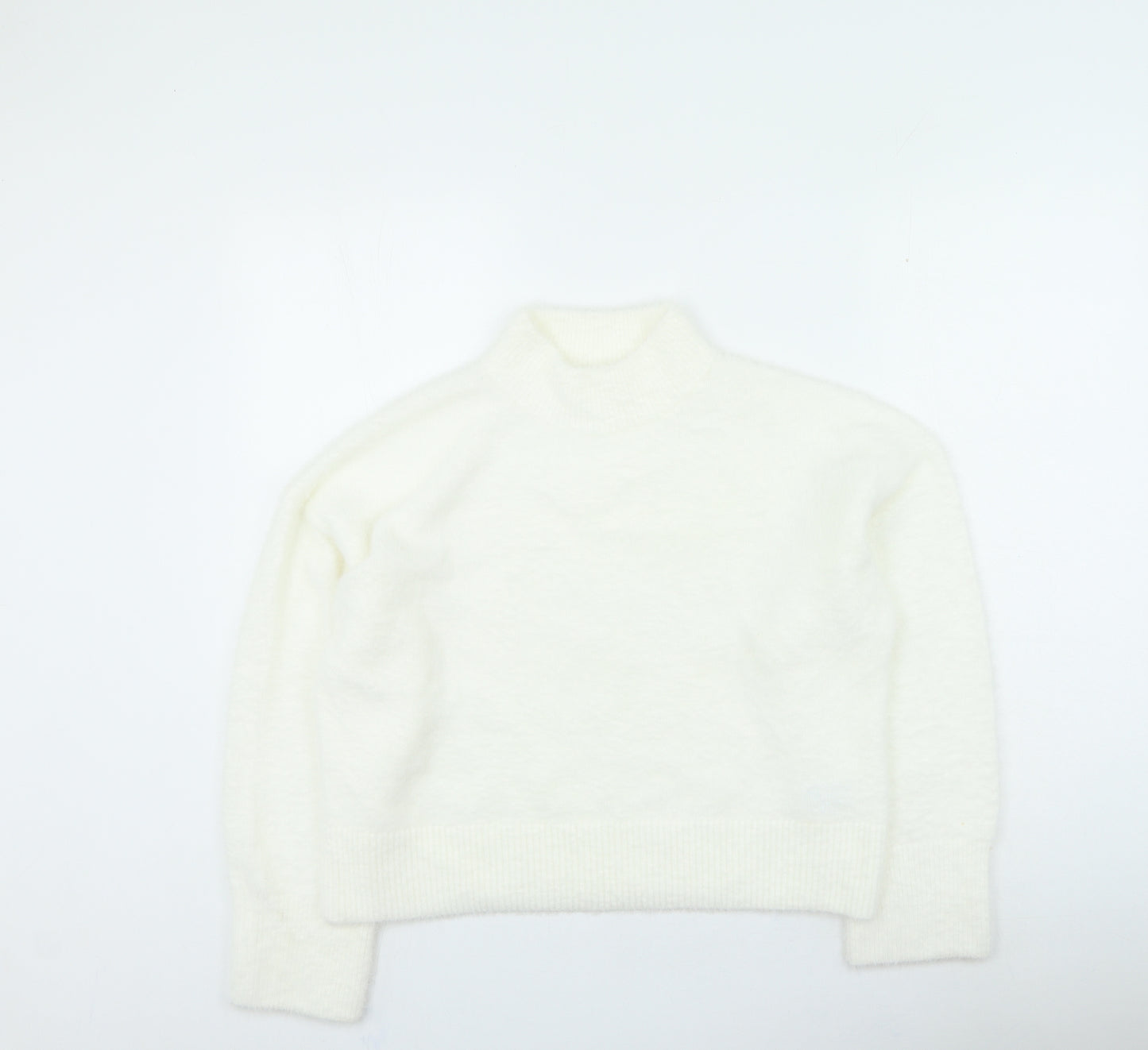 H&M Womens White Mock Neck Acrylic Pullover Jumper Size M