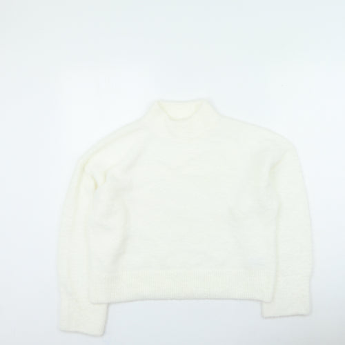 H&M Womens White Mock Neck Acrylic Pullover Jumper Size M