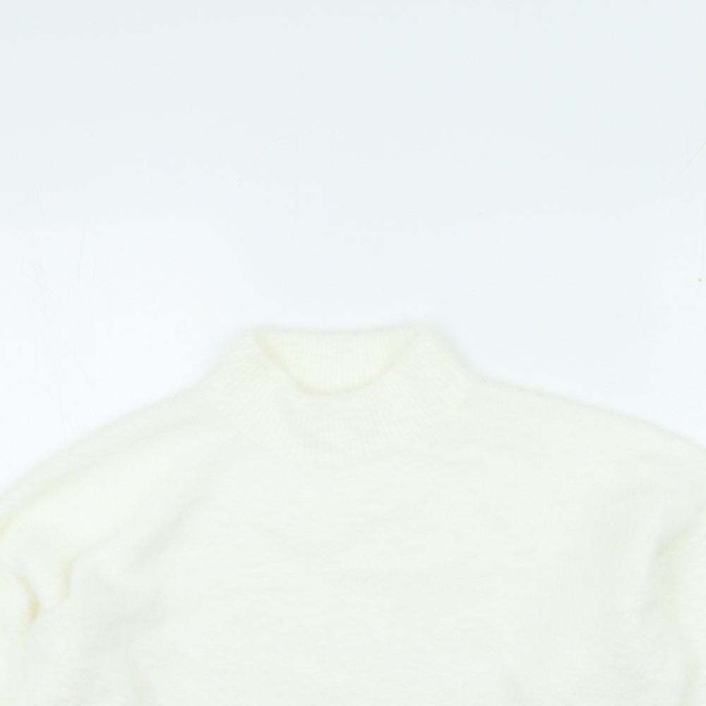 H&M Womens White Mock Neck Acrylic Pullover Jumper Size M