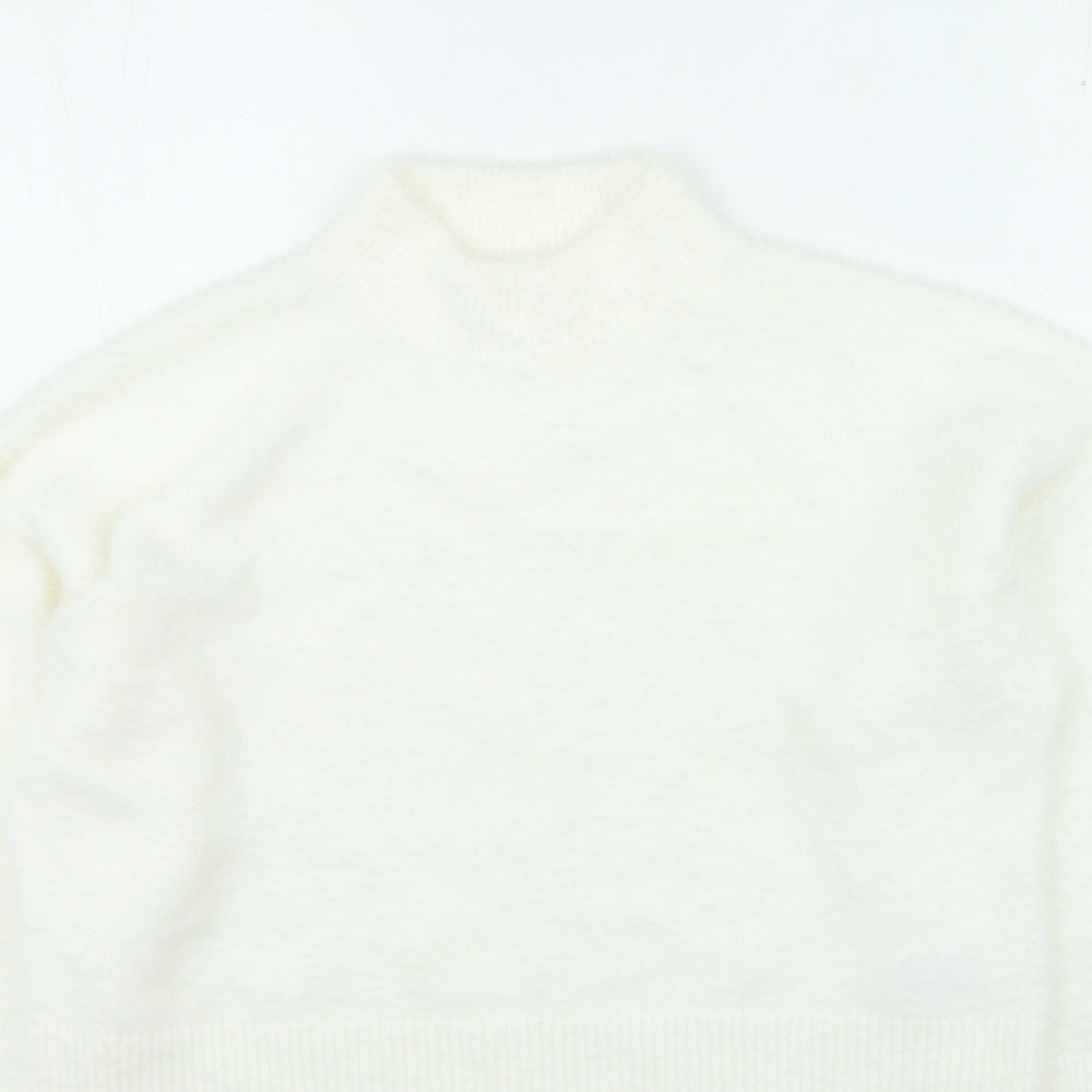 H&M Womens White Mock Neck Acrylic Pullover Jumper Size M