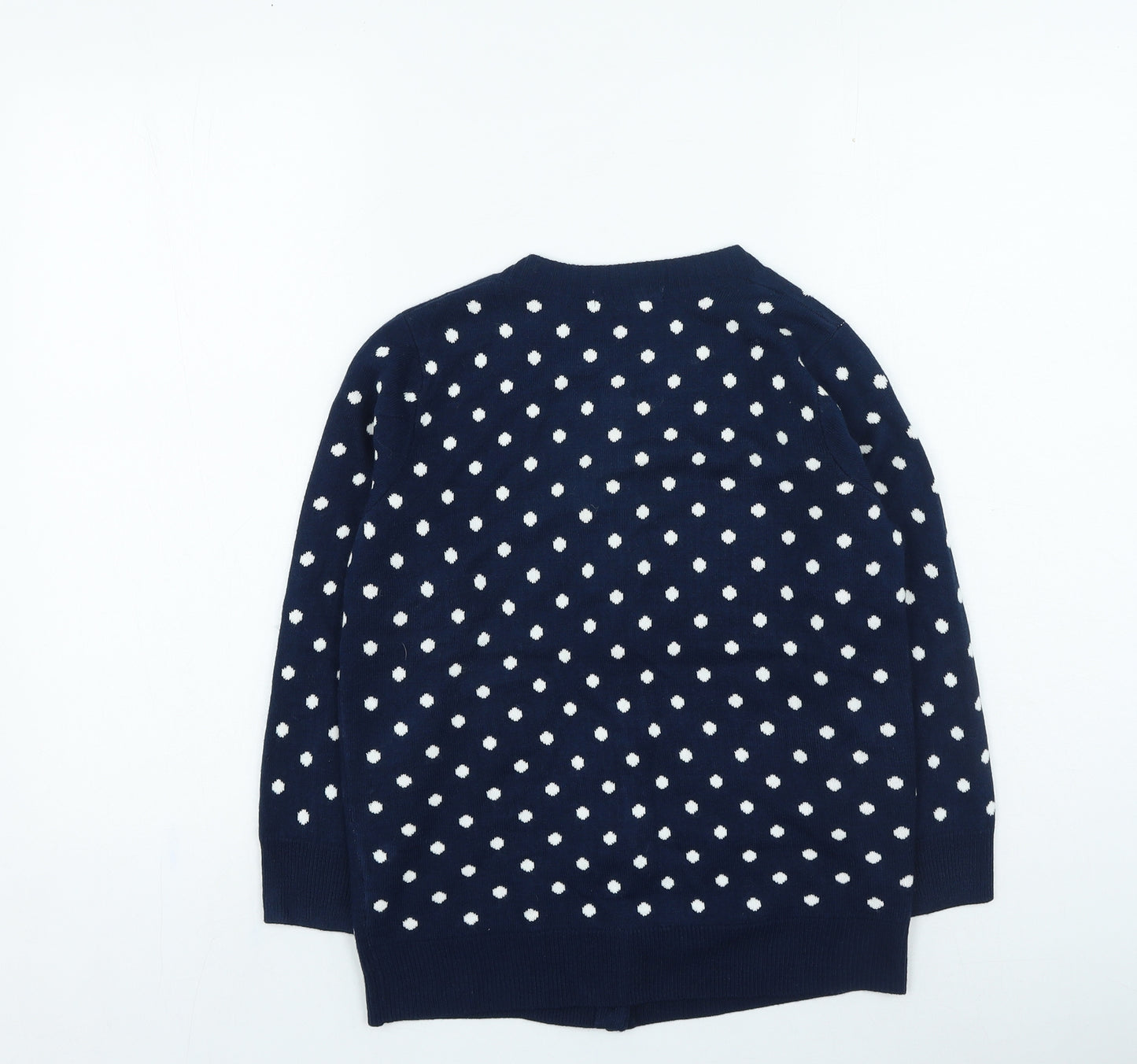 TU Womens Blue Round Neck Polka Dot Acrylic Cardigan Jumper Size 8