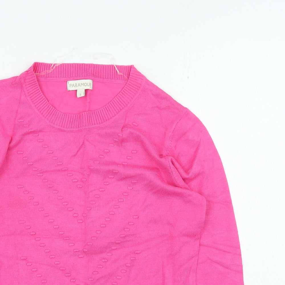 Paramour Womens Pink Round Neck Viscose Pullover Jumper Size S