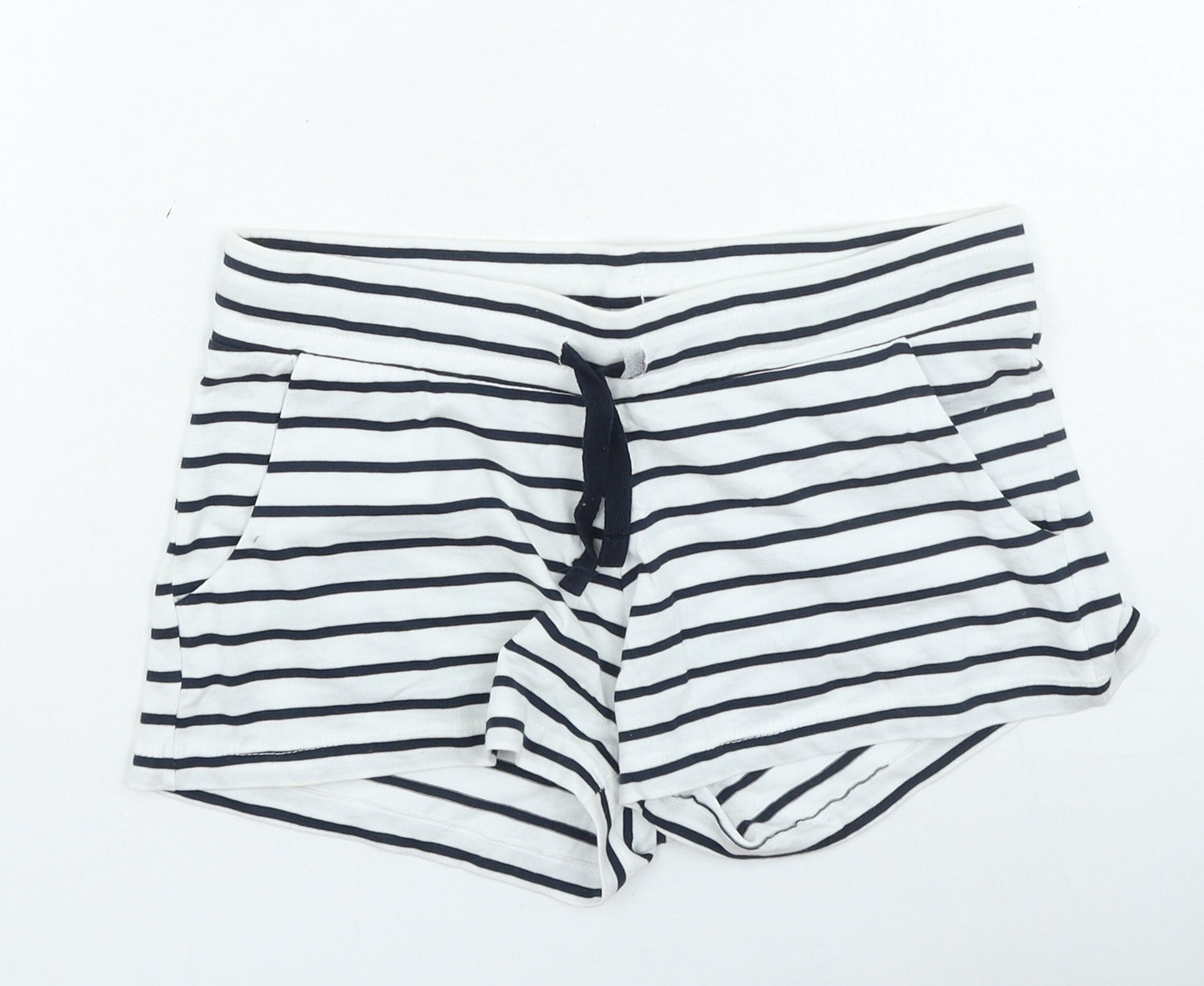 H&M Girls Multicoloured Striped Cotton Sweat Shorts Size 12-13 Years Regular