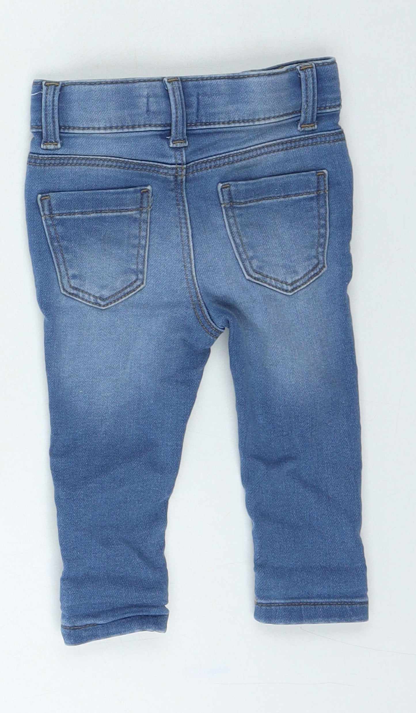 Primark Girls Blue Cotton Jogger Jeans Size 6-9 Months Button