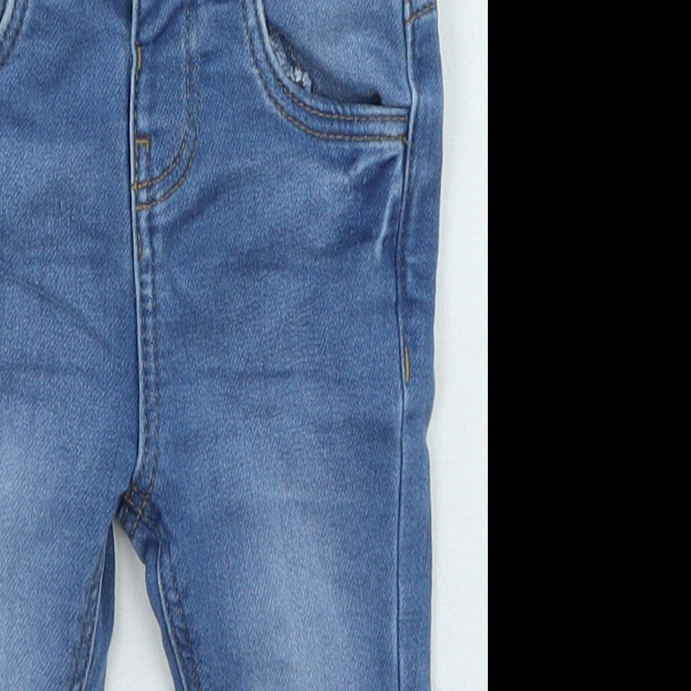Primark Girls Blue Cotton Jogger Jeans Size 6-9 Months Button