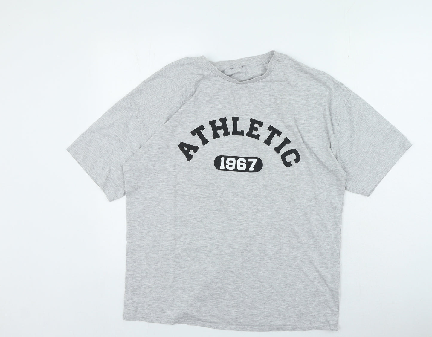 George Womens Grey Cotton Basic T-Shirt Size 12 Round Neck - Athletic 1967