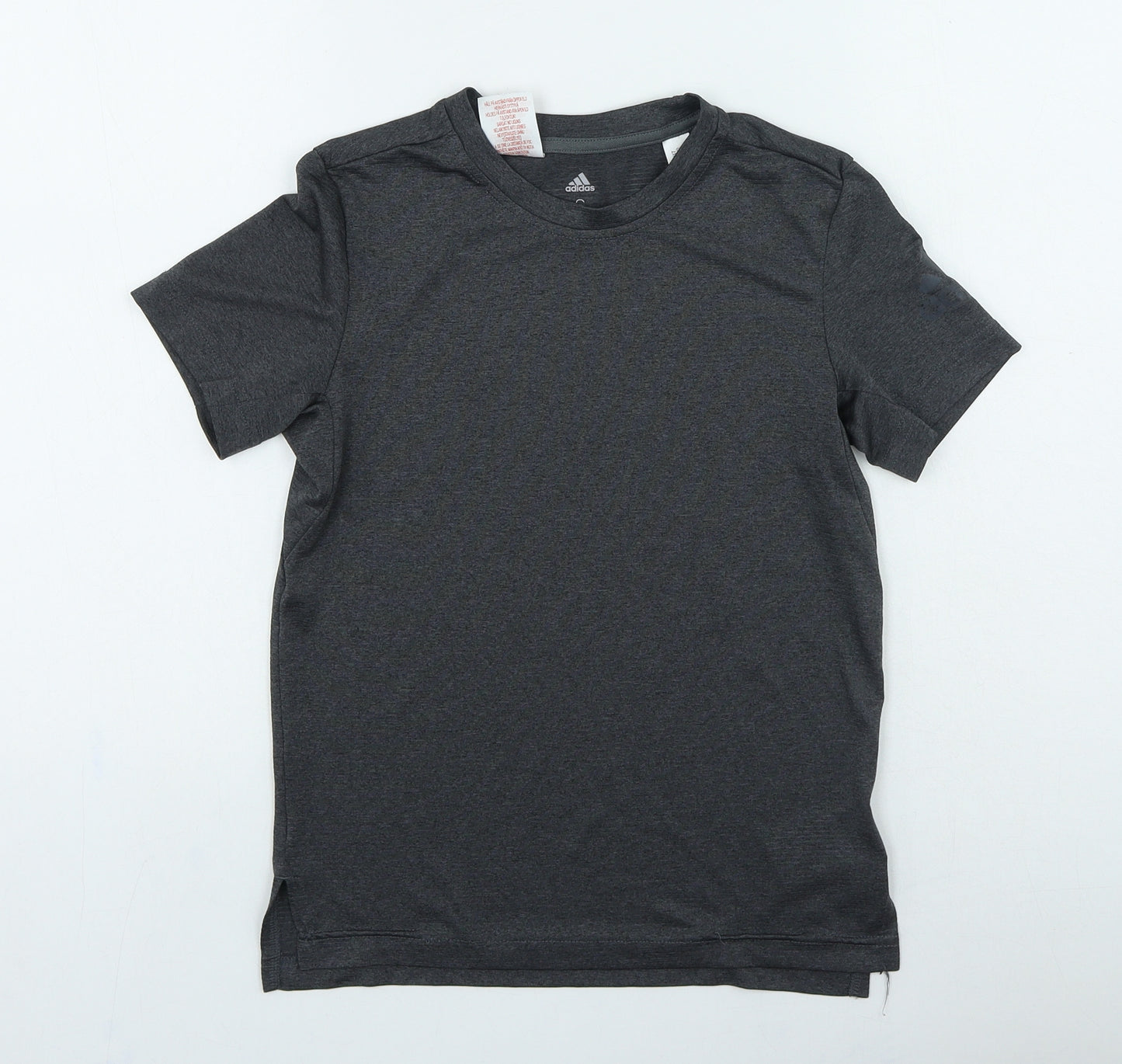 adidas Boys Grey Polyester Basic T-Shirt Size 9-10 Years Round Neck