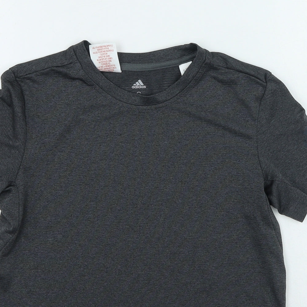 adidas Boys Grey Polyester Basic T-Shirt Size 9-10 Years Round Neck