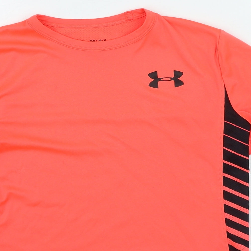 Under armour Boys Orange Polyester Basic Casual Size 14-15 Years Round Neck