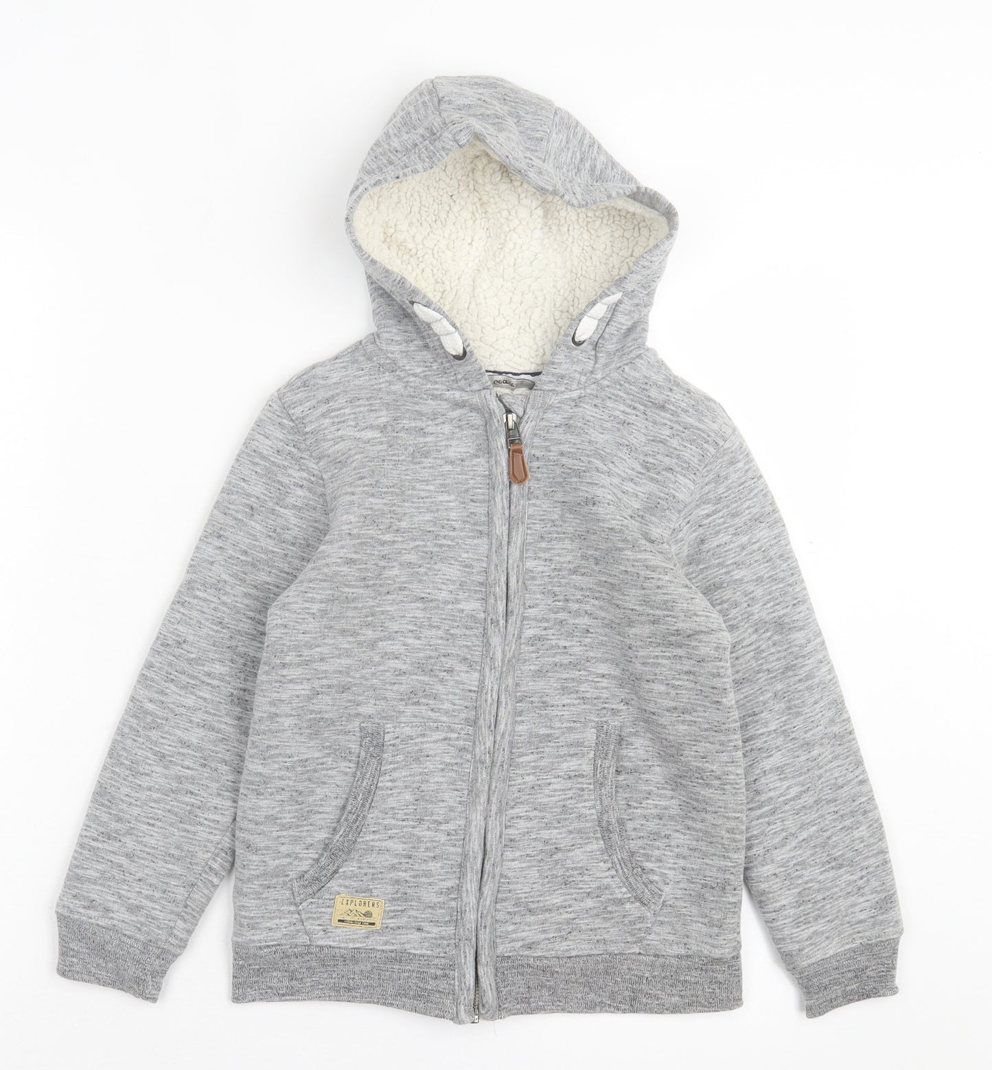 George Boys Grey Cotton Full Zip Hoodie Size 7-8 Years Zip