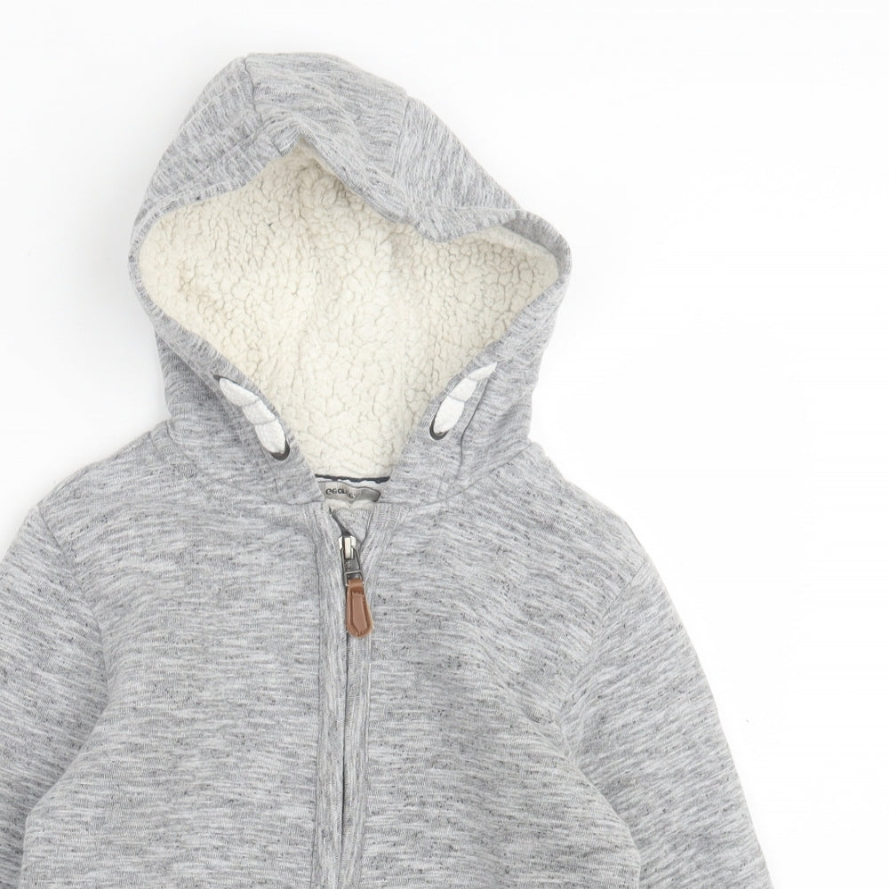 George Boys Grey Cotton Full Zip Hoodie Size 7-8 Years Zip