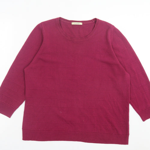 Marks and Spencer Womens Purple Crew Neck Acrylic Pullover Jumper Size 18