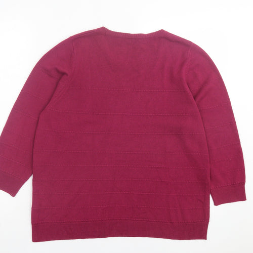 Marks and Spencer Womens Purple Crew Neck Acrylic Pullover Jumper Size 18