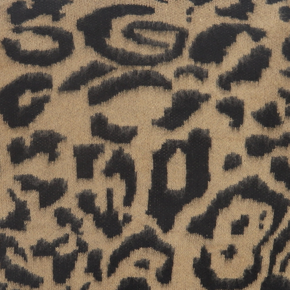Very Womens Brown Crew Neck Animal Print Acrylic Pullover Jumper Size 14