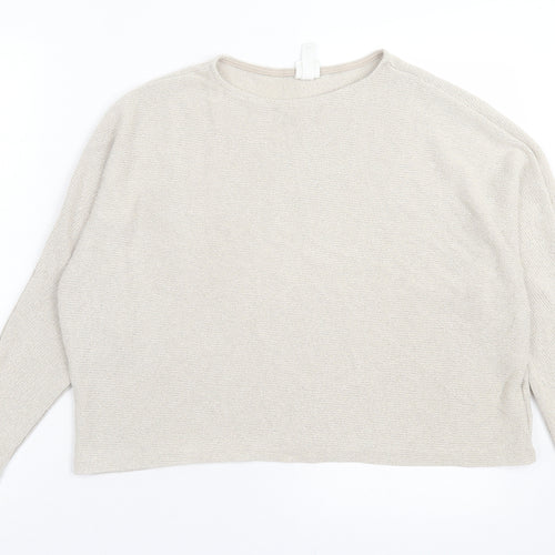 H&M Womens Beige Crew Neck Viscose Pullover Jumper Size M