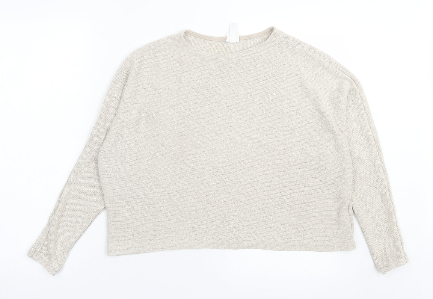 H&M Womens Beige Crew Neck Viscose Pullover Jumper Size M