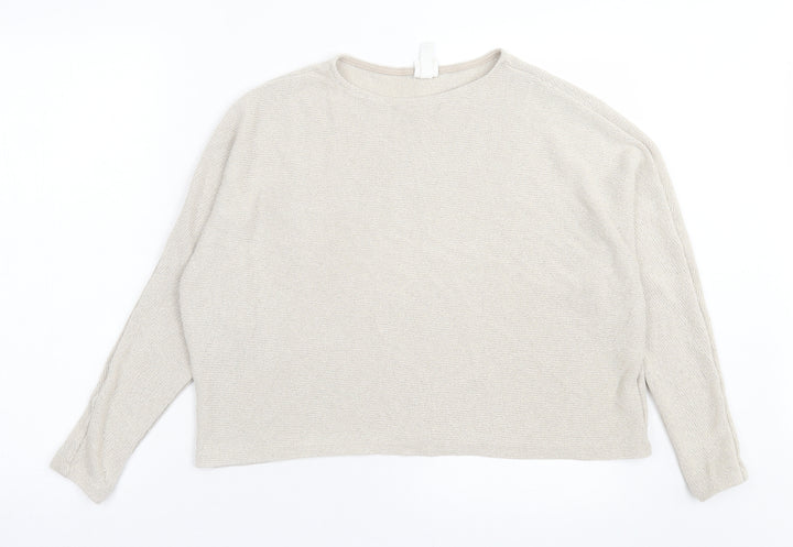 H&M Womens Beige Crew Neck Viscose Pullover Jumper Size M
