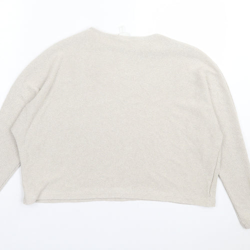 H&M Womens Beige Crew Neck Viscose Pullover Jumper Size M