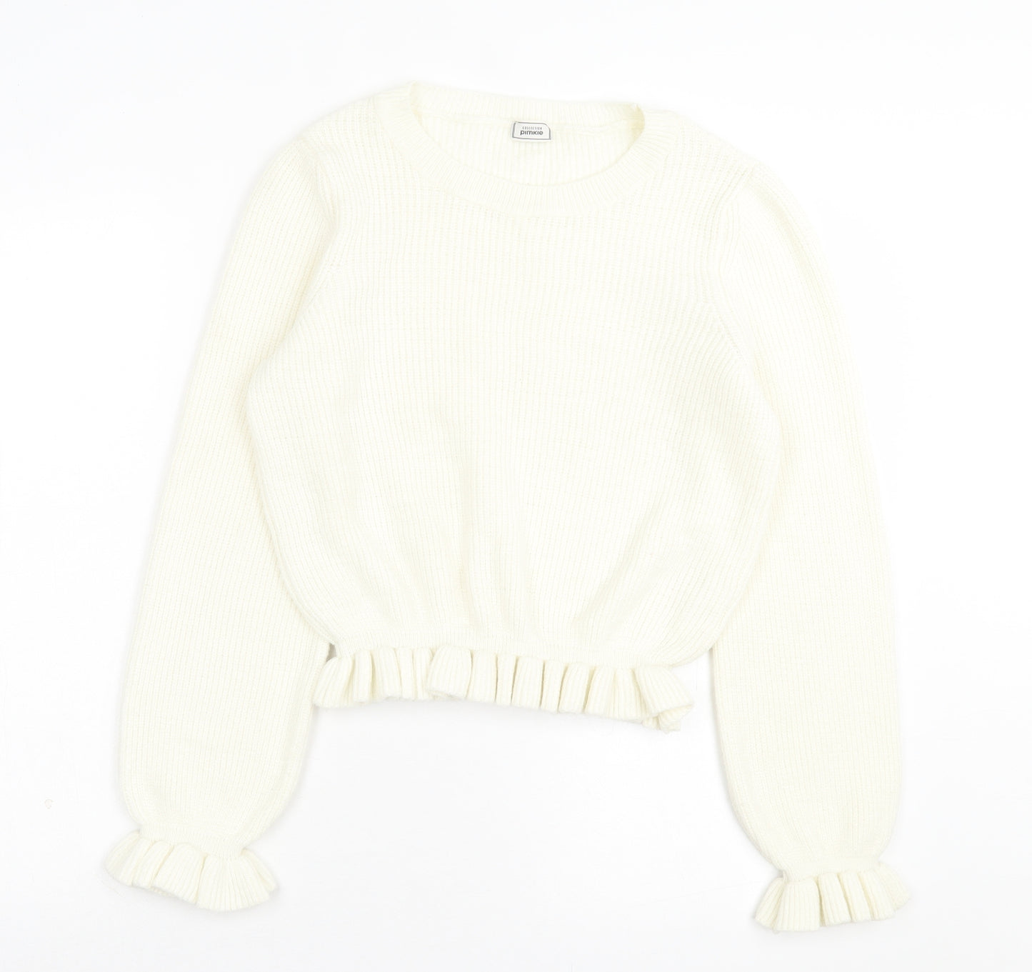 Pimkie Womens Ivory Crew Neck Acrylic Pullover Jumper Size M