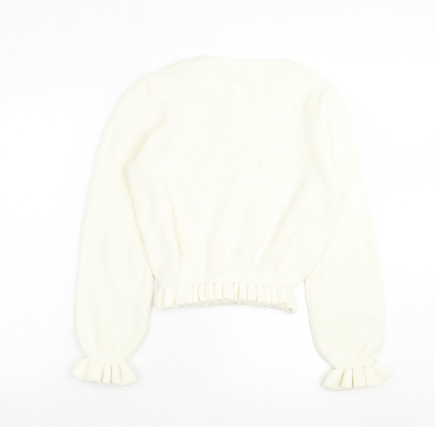 Pimkie Womens Ivory Crew Neck Acrylic Pullover Jumper Size M
